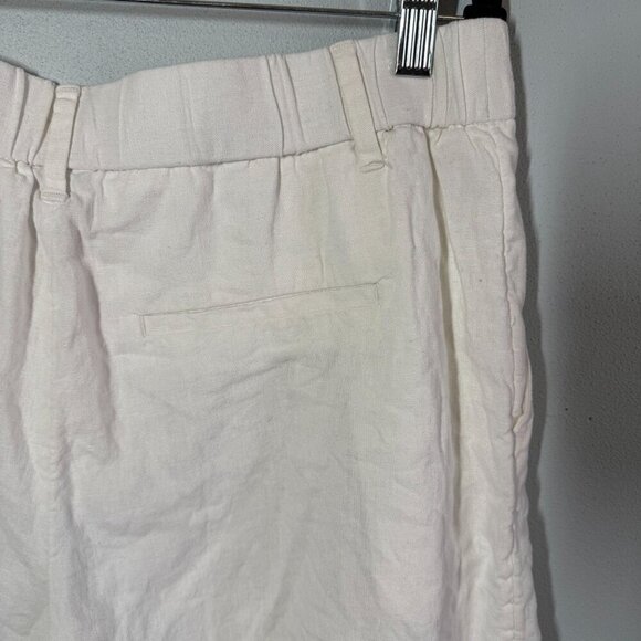 A New Day Womens White Linen Blend Pleated Front Paper Bag Shorts Sz 12 Casual - Picture 10 of 11